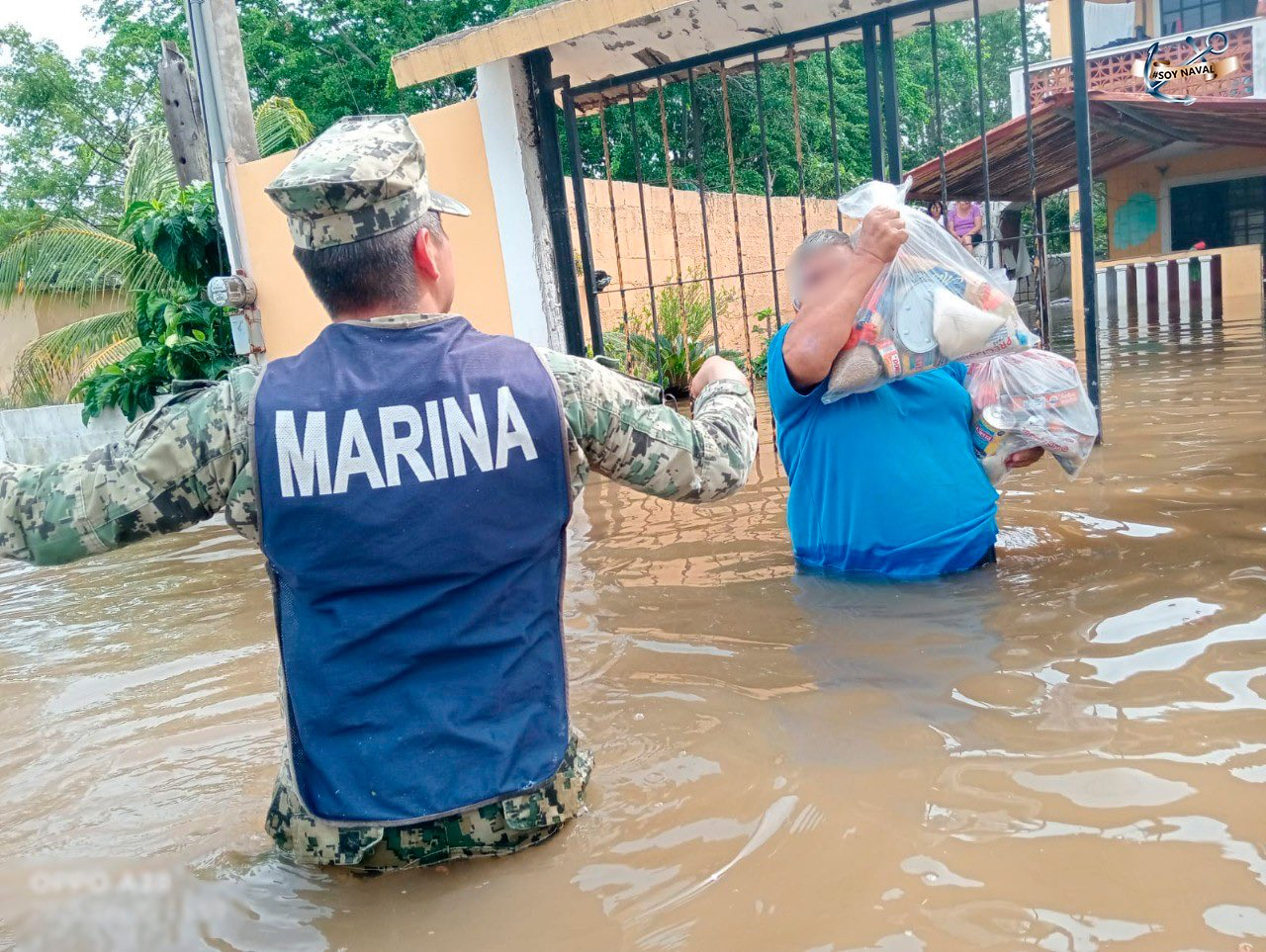 Marina auxilia a la población en Tamaulipas por lluvias e inundaciones